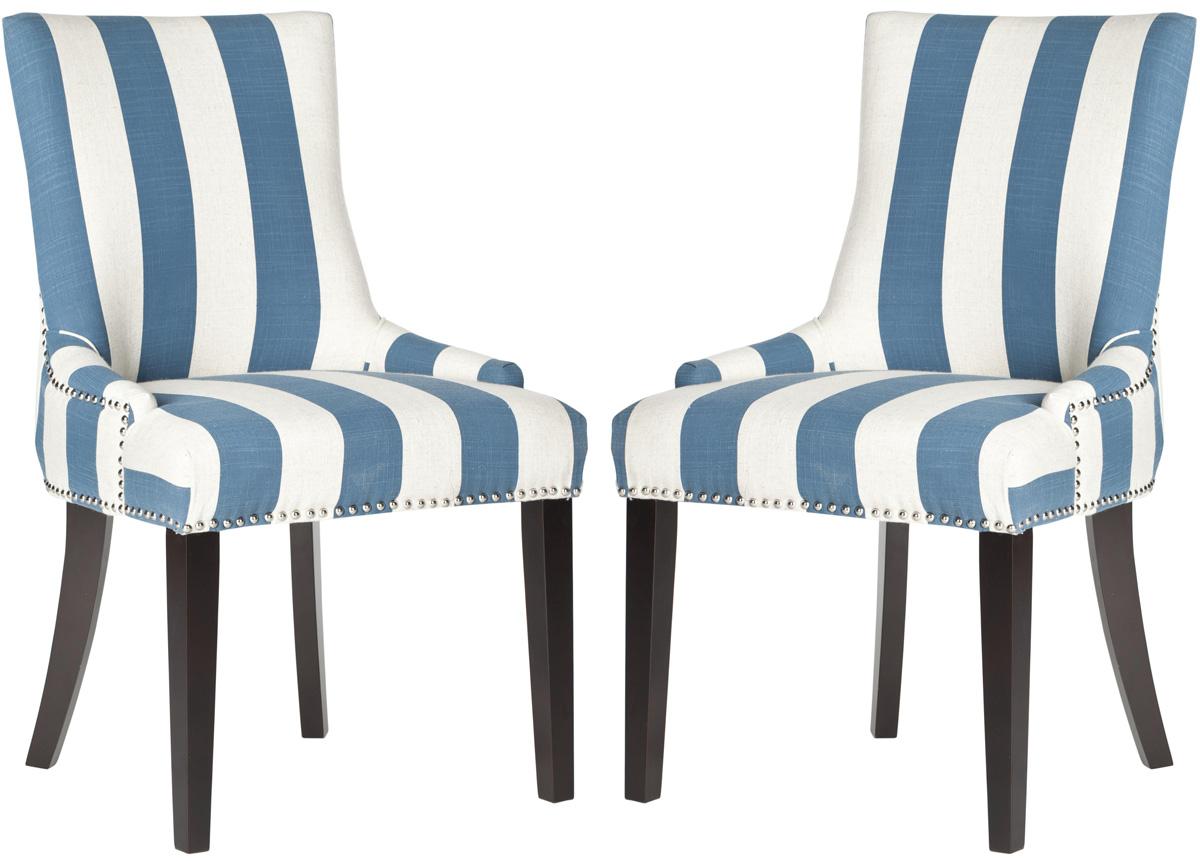 Safavieh Lester 19''H Awning Stripes Dining Chair - Silver Nail Heads | Dining Chairs | Modishstore - 1