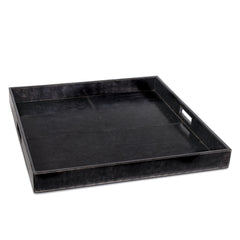 Derby Square Leather Tray Black By Regina Andrew