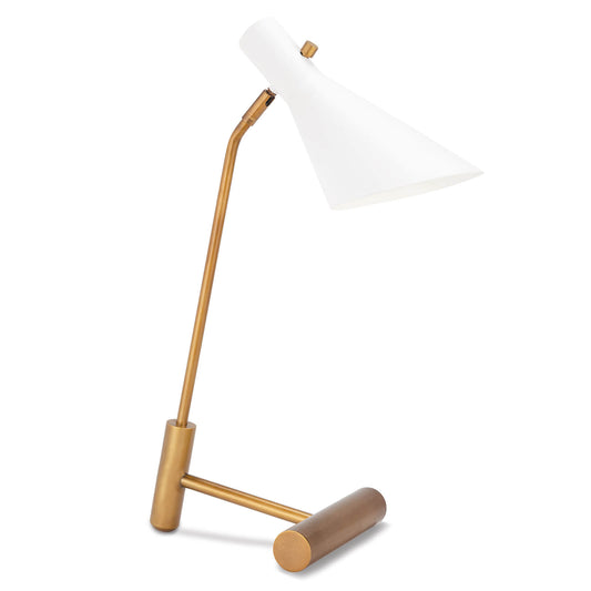 Spyder Task Lamp White and Natural Brass By Regina Andrew | Desk Lamps | Modishstore