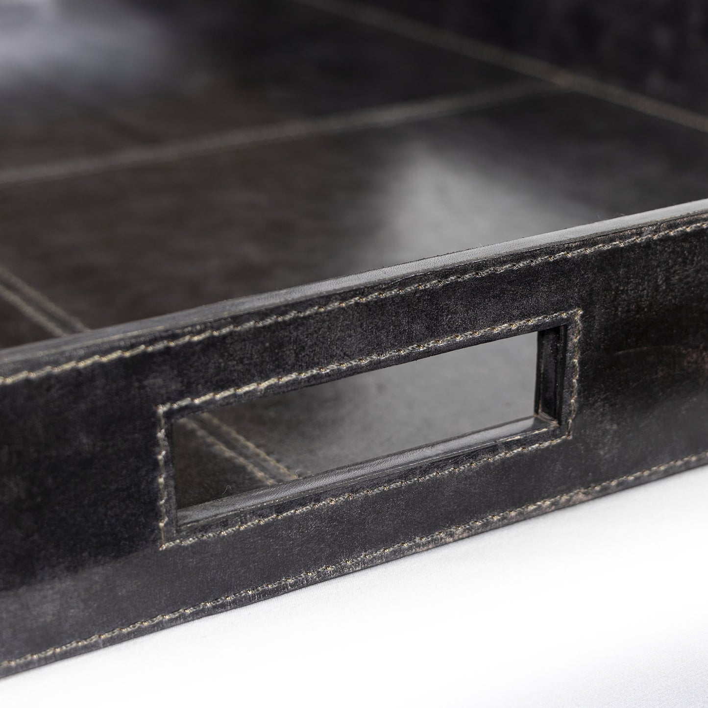 Derby Square Leather Tray Black By Regina Andrew | Trays | Modishstore - 2