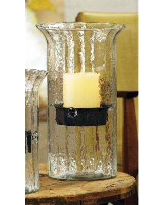Kalalou Ribbed Glass Candle Cylinder With Rustic Insert-3