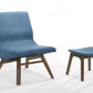 Modrest Whitney - Modern Blue & Walnut Accent Chair & Ottoman | Modishstore | Accent Chairs