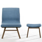 Modrest Whitney - Modern Blue & Walnut Accent Chair & Ottoman-2