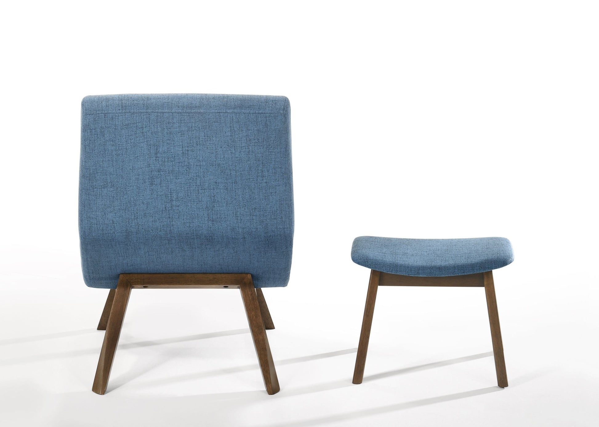 Modrest Whitney - Modern Blue & Walnut Accent Chair & Ottoman-3
