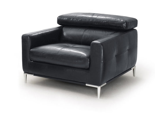 Divani Casa Natalia - Modern Black Leather Chair | Modishstore | Lounge Chairs