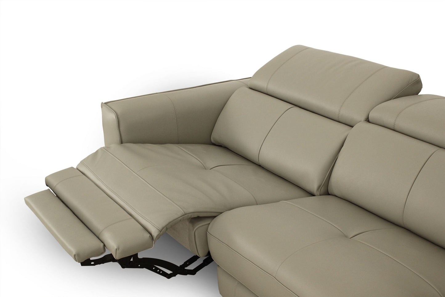 Divani Casa Nella - Modern Light Grey Leather 3-Seater Sofa w/ Electric Recliners-3