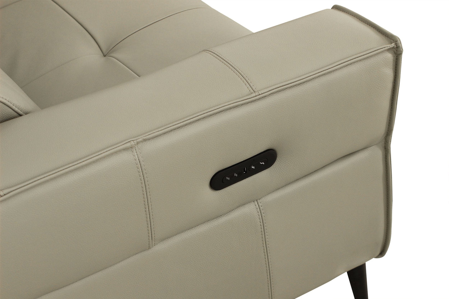 Divani Casa Nella - Modern Light Grey Leather 3-Seater Sofa w/ Electric Recliners-4