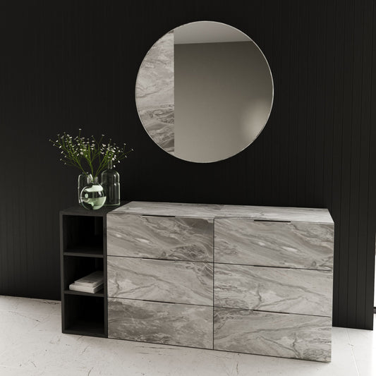 Nova Domus Maranello - Modern Grey Wash & Faux Marble Dresser | Dresser | Modishstore