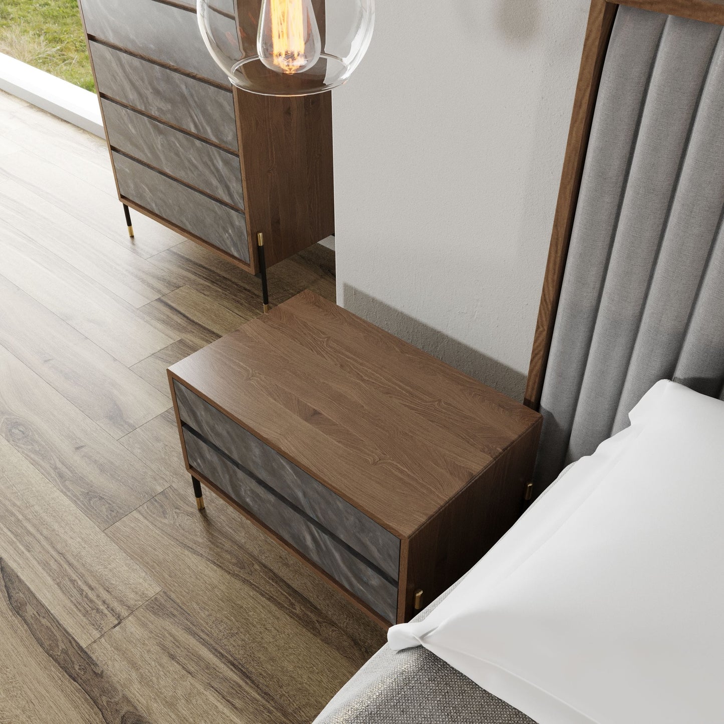 Nova Domus Metcalf - Mid-Century Walnut & Grey Bedroom Set | Bedroom Sets | Modishstore - 5
