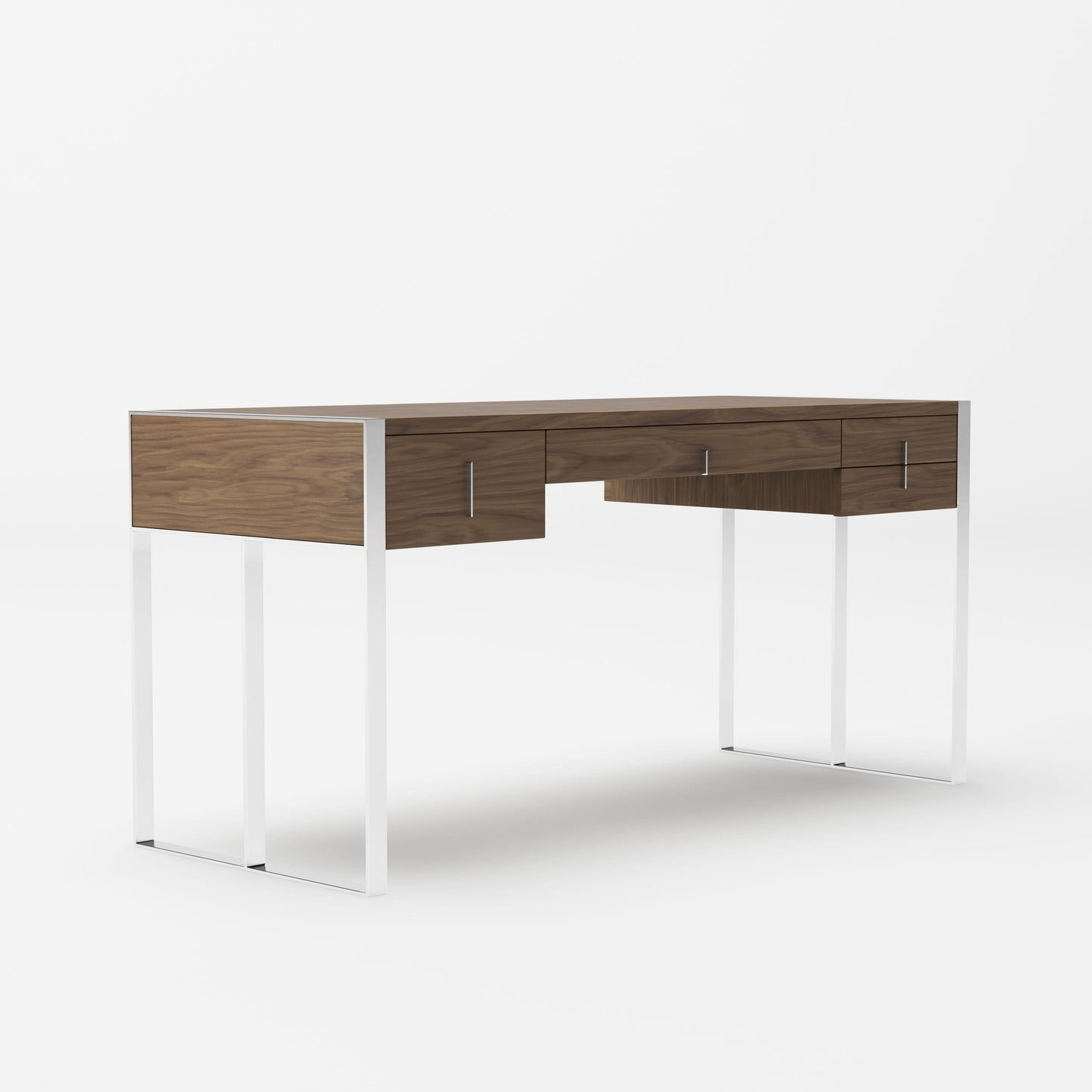 Modrest Orcutt - Modern Walnut & Stainless Steel Desk-4