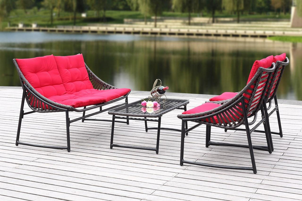 Safavieh Berkane 4 Pc Outdoor Set | Outdoor Sofas, Loveseats & Sectionals | Modishstore - 21