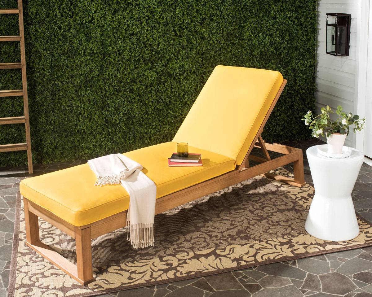 Solano Sunlounger - Teak Brown / Yellow - Safavieh