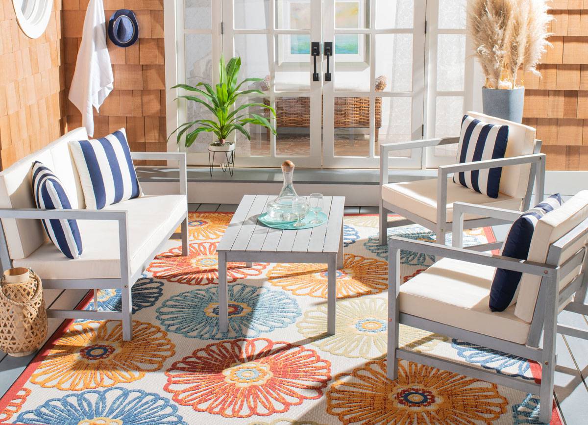 Safavieh Montez 4 Pc Outdoor Set With Accent Pillows | Outdoor Sofas, Loveseats & Sectionals | Modishstore - 33