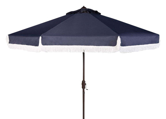 Safavieh Milan Fringe 9Ft Crank Outdoor Push Button Tilt Umbrella | Umbrellas |  Modishstore 