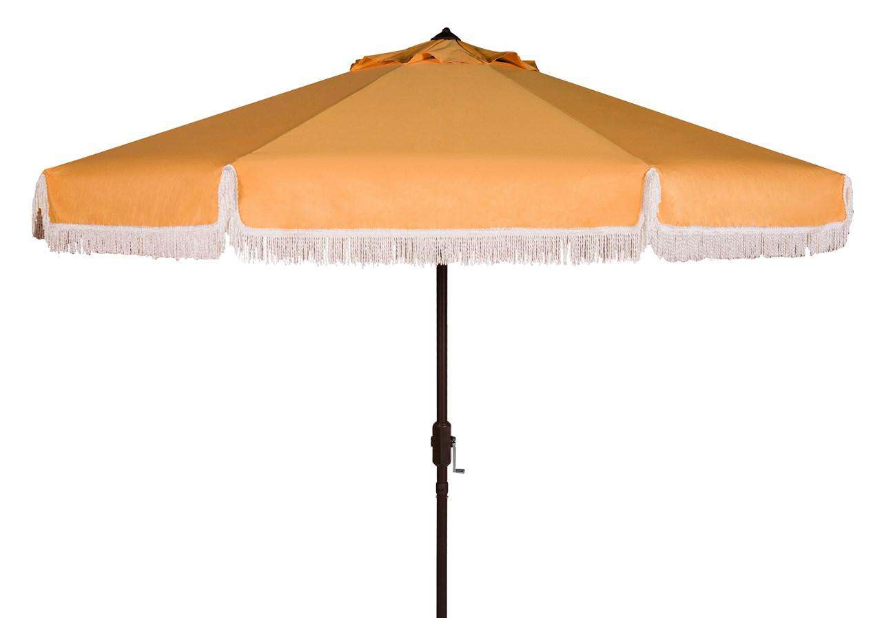 Safavieh Milan Fringe 9Ft Crank Outdoor Push Button Tilt Umbrella | Umbrellas |  Modishstore  - 4