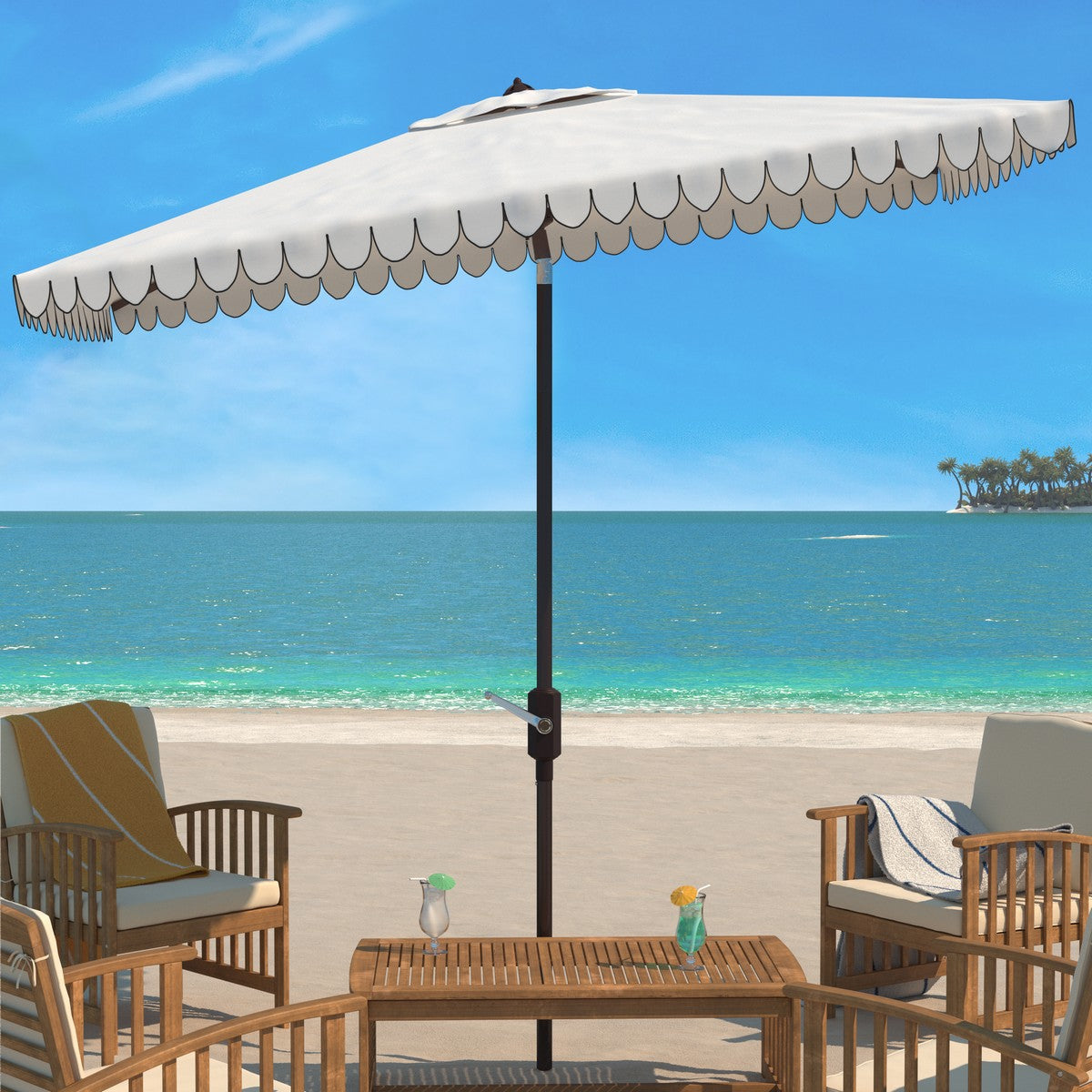 Safavieh Venice 7.5 Ft Square Crank Umbrella | Umbrellas | Modishstore - 5