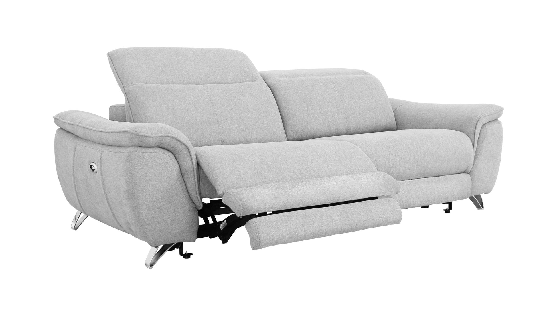 Divani Casa Paul - Contemporary Grey Fabric 3-Seater Sofa w/ Electric Recliners-2