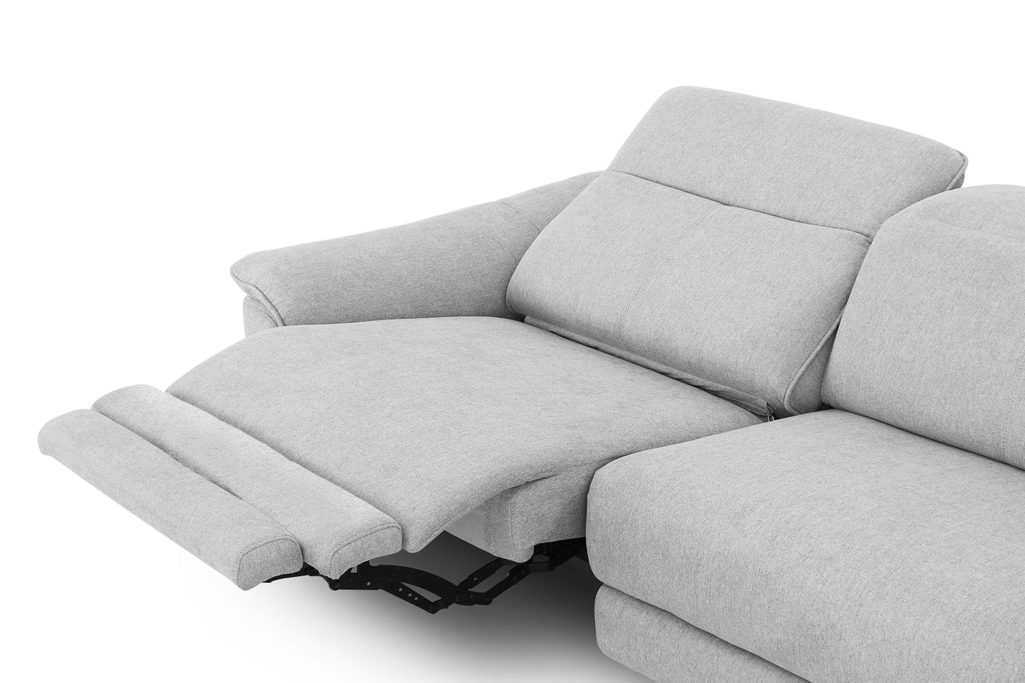 Divani Casa Paul - Contemporary Grey Fabric 3-Seater Sofa w/ Electric Recliners-3