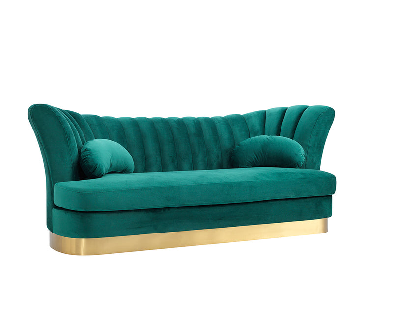 Divani Casa Arvada Modern Green Velvet & Gold Sofa | Modishstore | Sofas