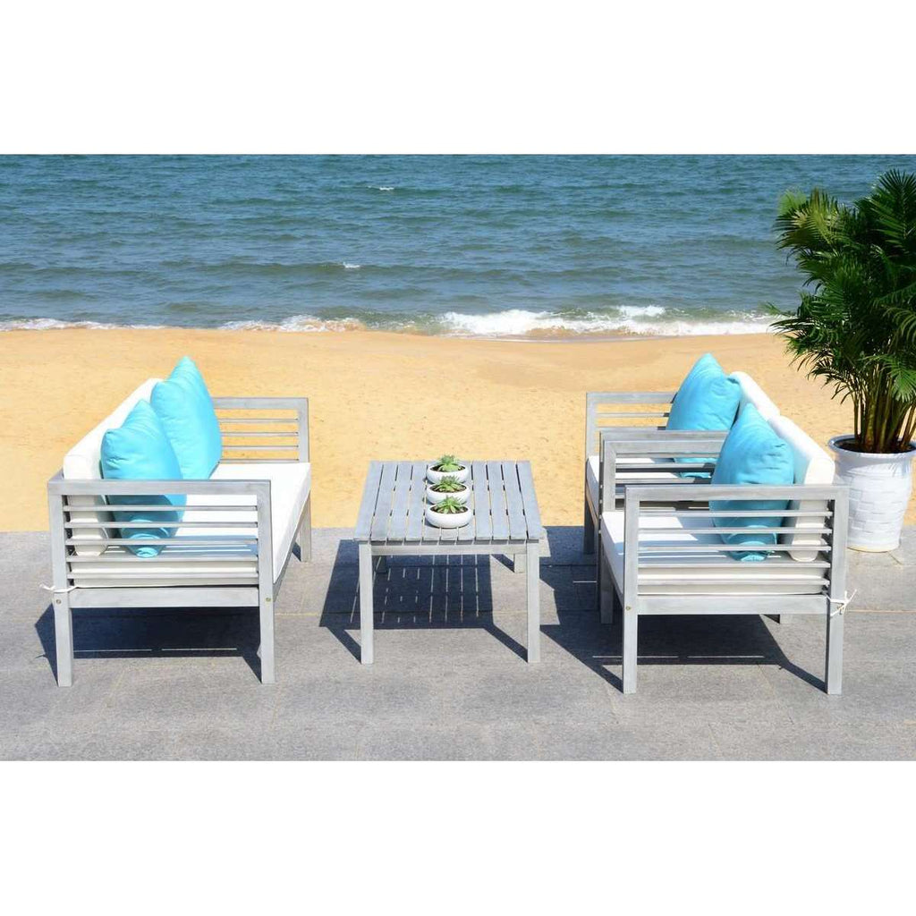 Safavieh Alda 4 Pc Outdoor Set With Accent Pillows | Outdoor Sofas, Loveseats & Sectionals |  Modishstore  - 10