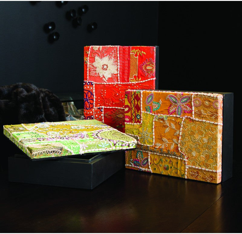 Gold Leaf Design Group Sari Art Boxes | Wall Decor | Modishstore-12