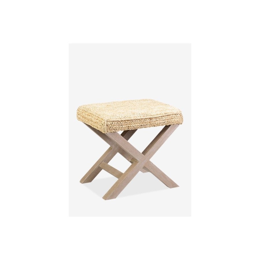 20" H X-Style Ottoman with Raffia Set of 2 by Jeffan | Ottomans | Modishstore - 12
