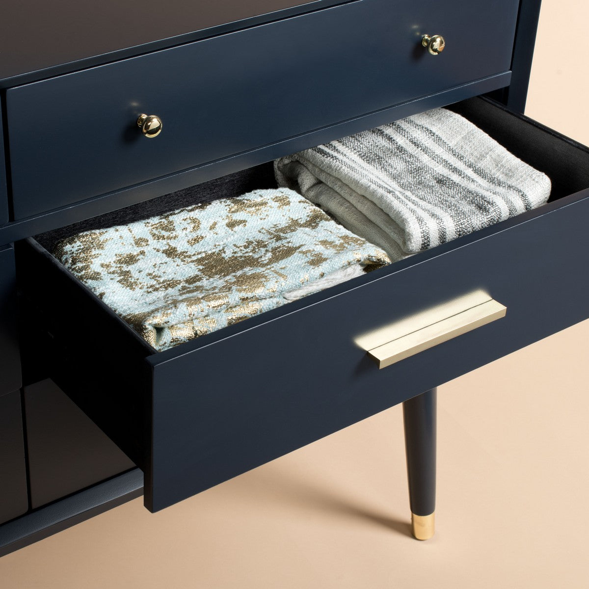 Safavieh Madden Retro Dresser - Navy and Brass | Dressers | Modishstore - 5