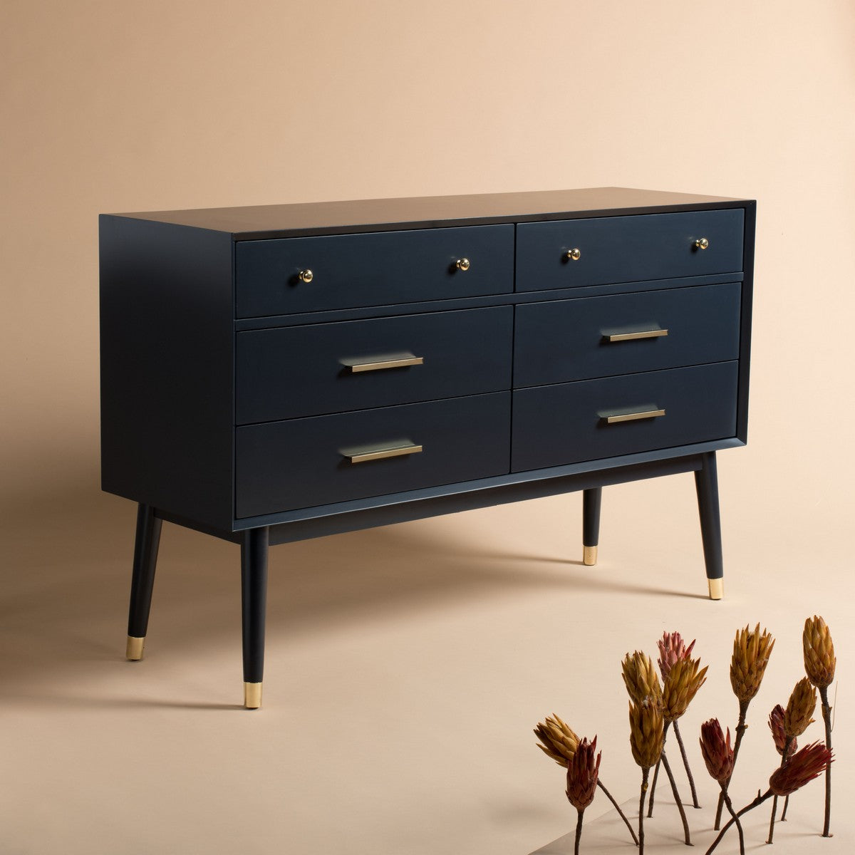 Safavieh Madden Retro Dresser - Navy, Brass Safavieh Madden Retro Dresser - Navy, Brass
