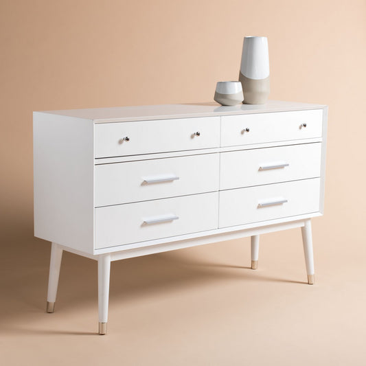 Safavieh Madden Retro Dresser - White and Silver | Dressers | Modishstore