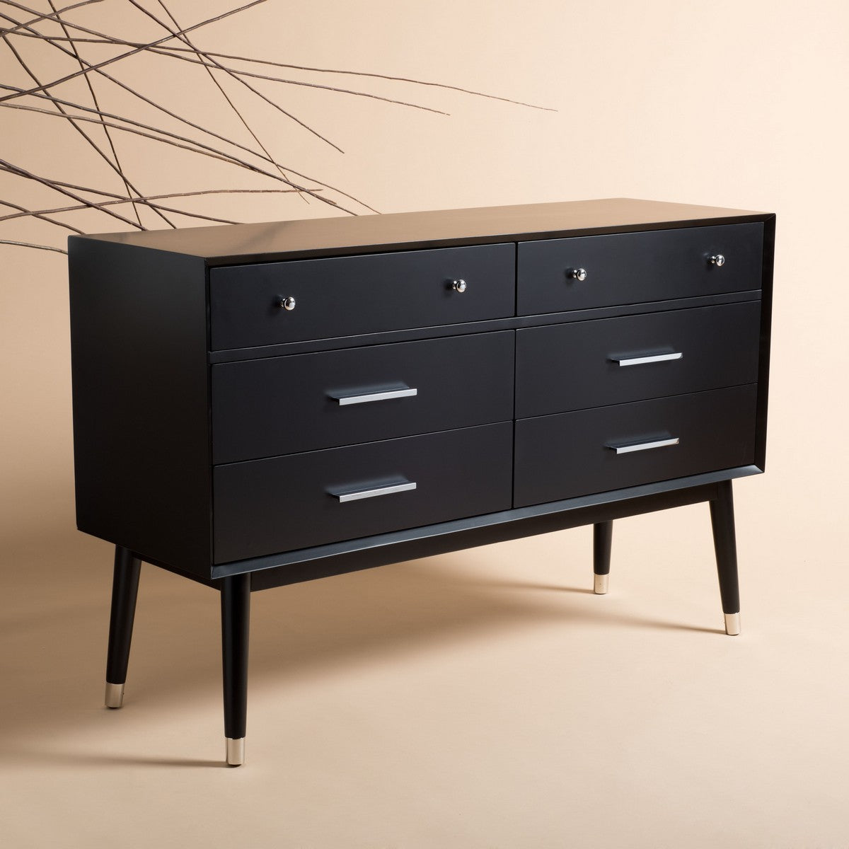 Safavieh Madden Retro Dresser - Black, Silver Safavieh Madden Retro Dresser - Black, Silver