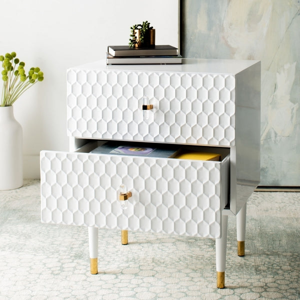 Safavieh Neptune 2 Drawer Side Table - White | Accent Tables | Modishstore - 5