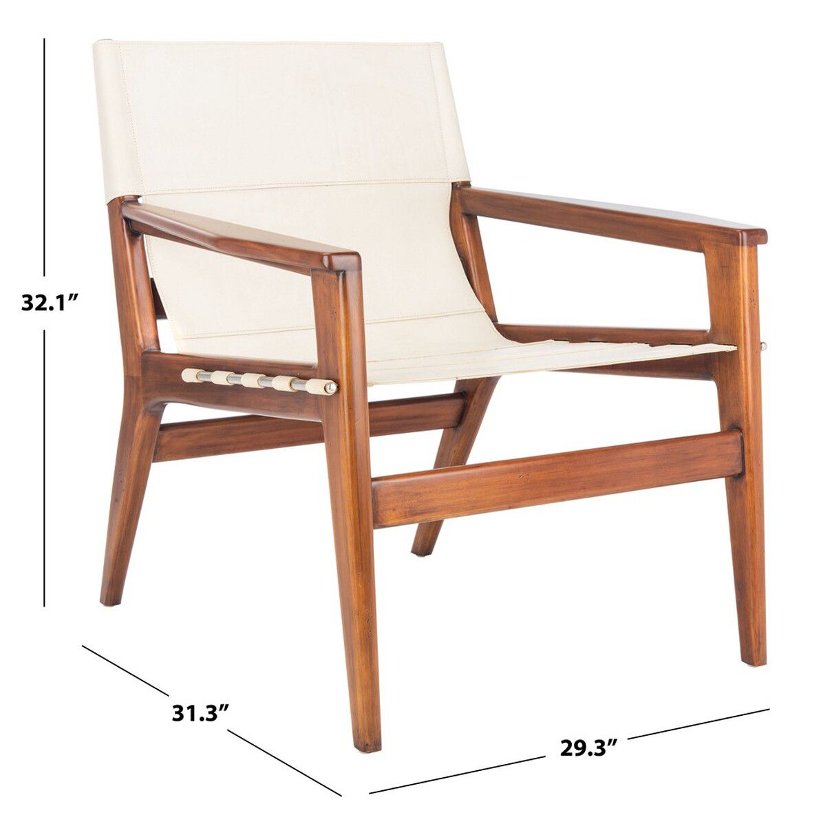 Safavieh Culkin Leather Sling Chair - White | Accent Chairs | Modishstore - 5