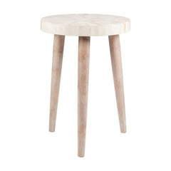 Pestle Round Wood Table with Leg, Blue/White by Jeffan