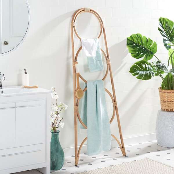 Safavieh Kino 3 Tier Towel Hanger - Honey Brown Wash | | Modishstore - 4