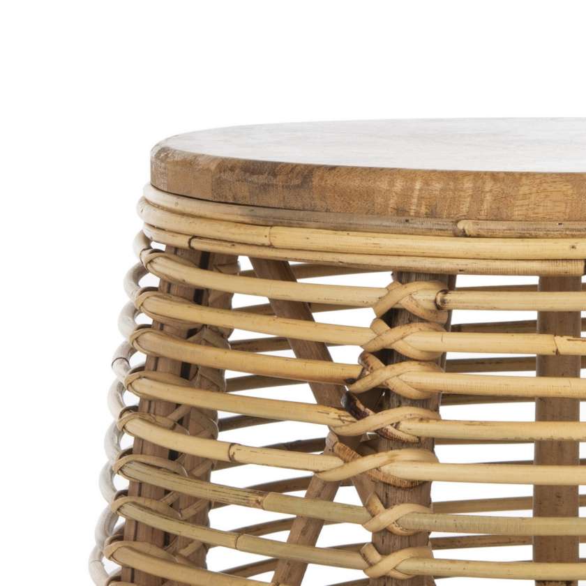 Safavieh Maui Rattan Drum Stool Table | Stools | Modishstore - 4