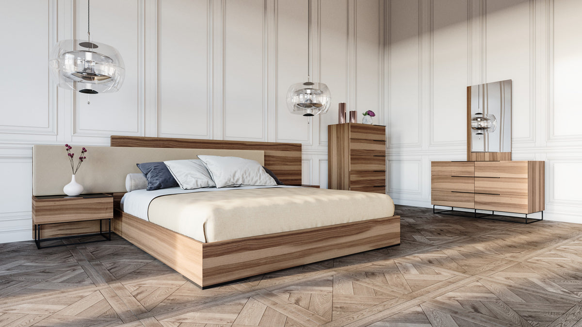 Nova Domus Matteo Italian Modern Walnut & Fabric Bedroom Set | Bedroom Sets | Modishstore