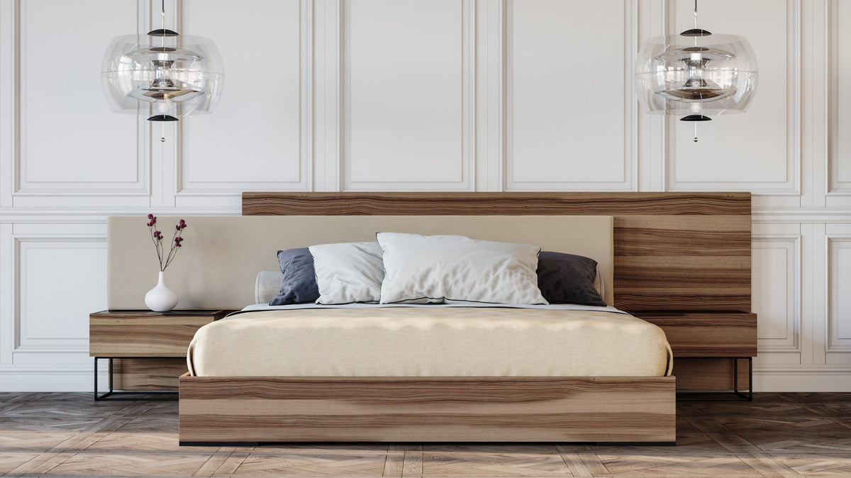 Nova Domus Matteo Italian Modern Walnut & Fabric Bedroom Set | Bedroom Sets | Modishstore - 2