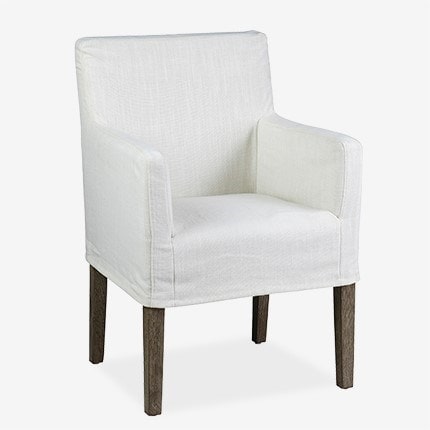 Orla Slipcovered Oakwood  Arm Chair - Cream Linen Set of 2 by Jeffan | Armchairs | Modishstore