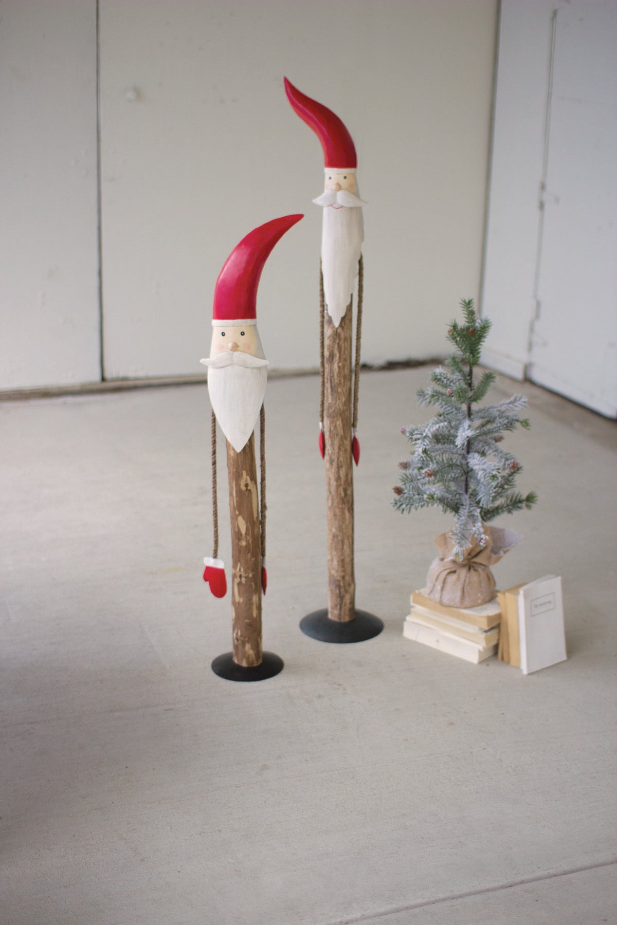 Kalalou Wood And Painted Metal Santas | Modishstore | Holiday