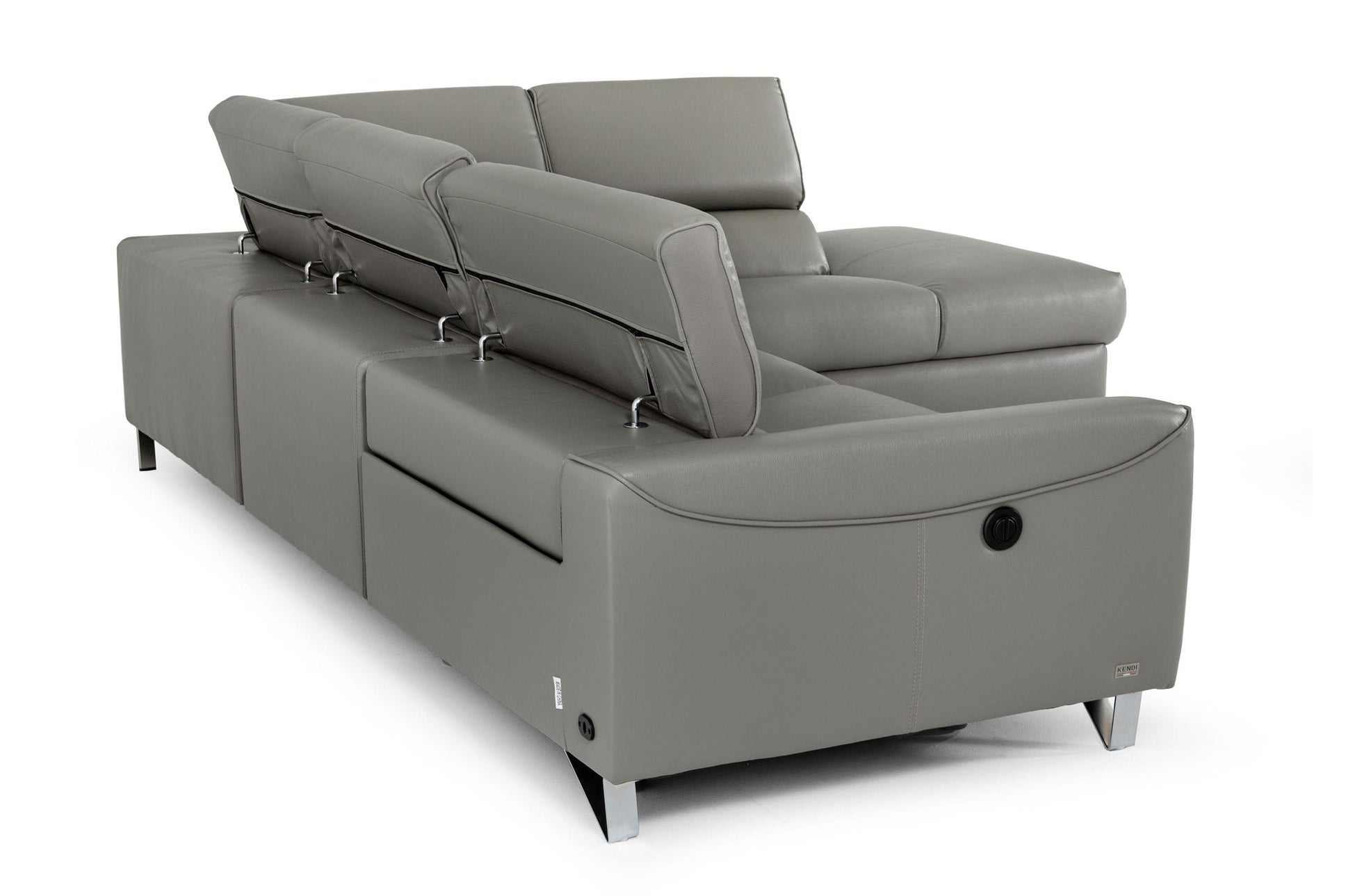 Divani Casa Versa - Modern Grey Teco Leather RAF Chaise Sectional w/ Recliner-5