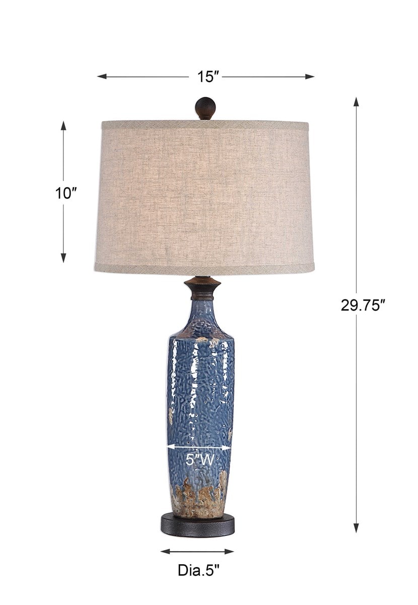 Blue/Heavy Dark Khaki Bronze Distressing Table Lamps by Modish Store | Table Lamps | Modishstore - 7