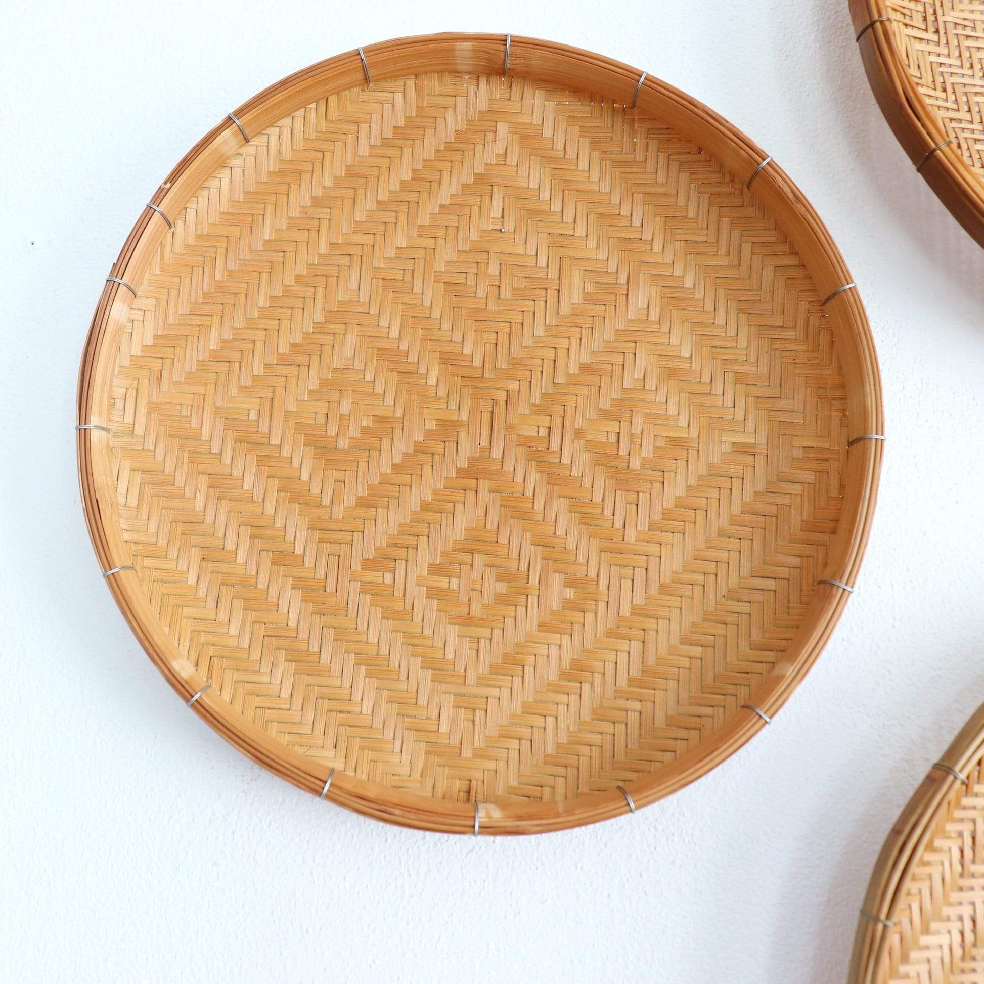 Ranoo - Round Bamboo Wall Plates (Set Of 3) 14 Inches And 9 Inches Baskets By Thaihome | Wall Art | Modishstore - 5