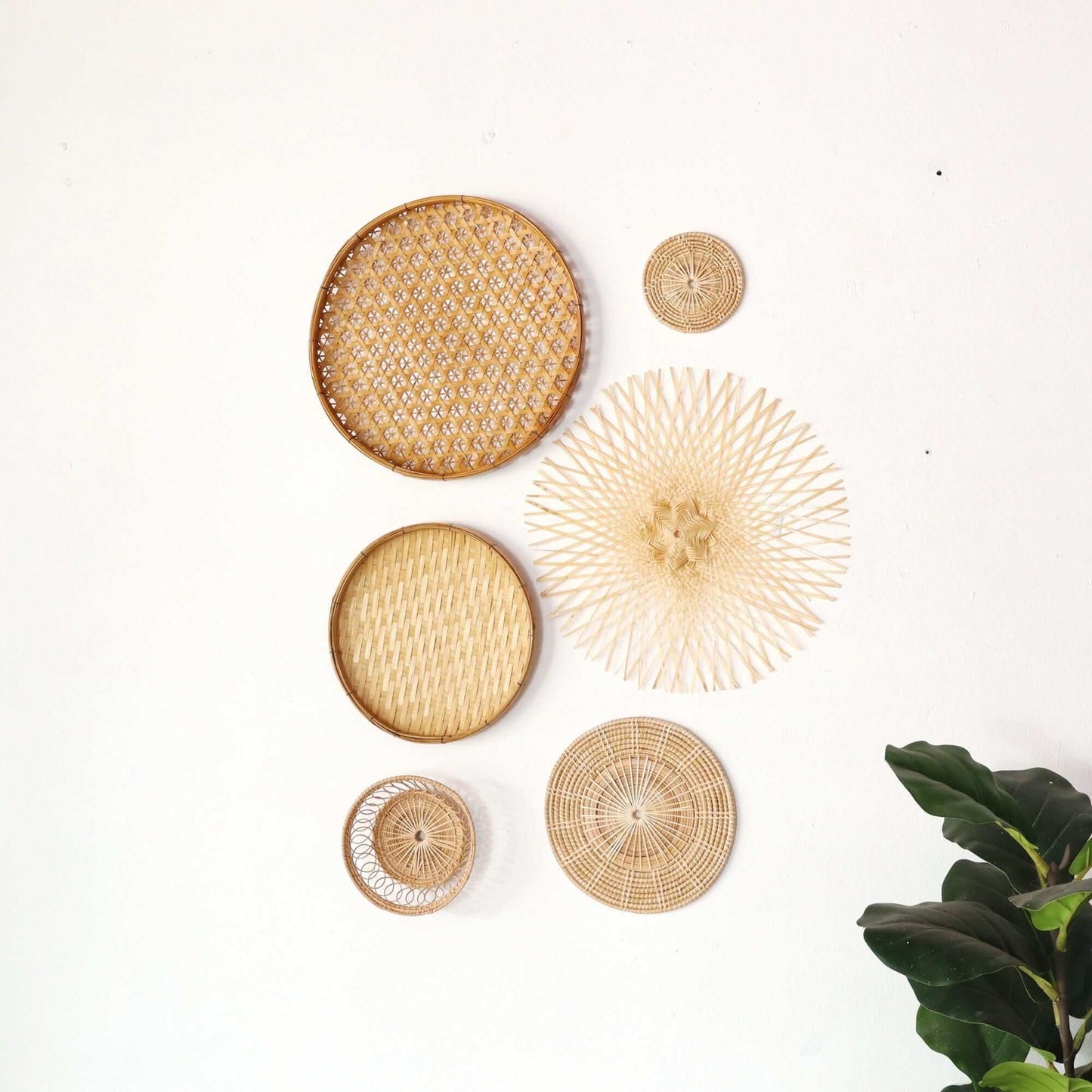 Bamboo And Rattan Wall Hanging Decor Set Of 6 - Ma Di Son By Thaihome | Wall Art | Modishstore - 4