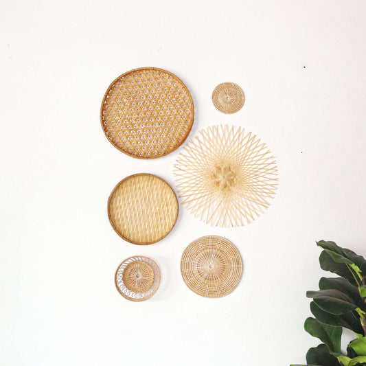 Bamboo And Rattan Wall Hanging Decor Set Of 6 - Ma Di Son By Thaihome | Wall Art | Modishstore