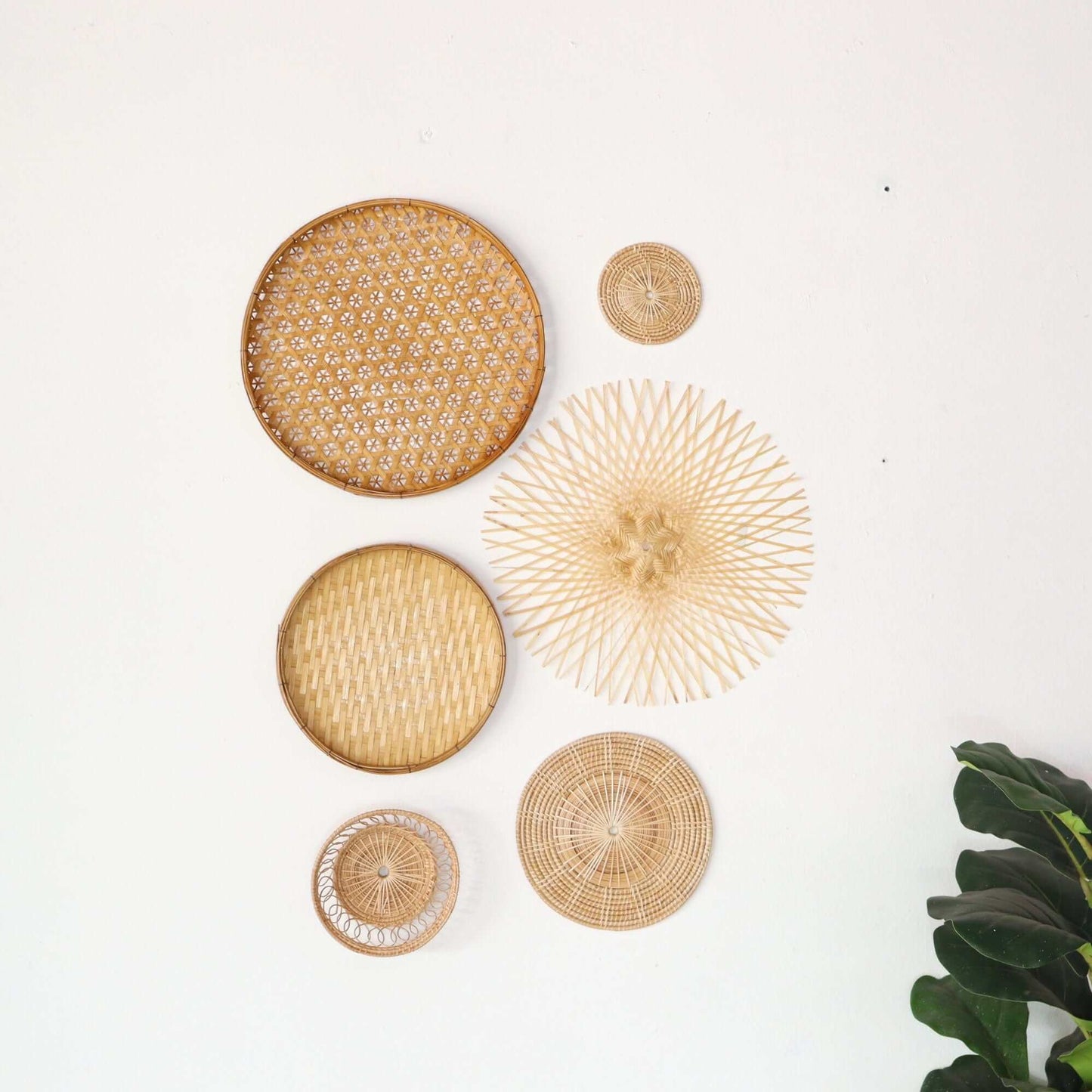Bamboo And Rattan Wall Hanging Decor Set Of 6 - Ma Di Son By Thaihome | Wall Art | Modishstore - 7