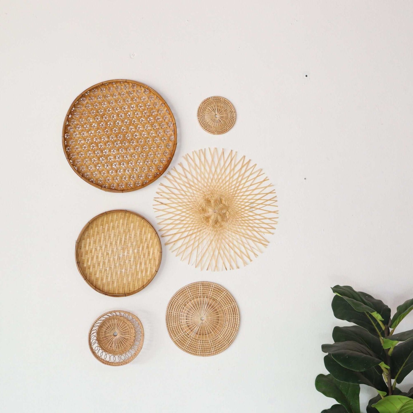 Bamboo And Rattan Wall Hanging Decor Set Of 6 - Ma Di Son By Thaihome | Wall Art | Modishstore - 8