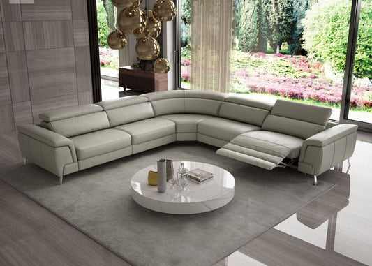 Coronelli Collezioni Wonder - Modern Grey Italian Leather Sectional Sofa w/ Electric Recliners | Modishstore | Sofas