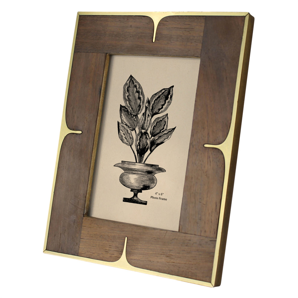 Picture Frame, Wood & Brass 4x6 Set Of 4 By HomArt | Frames | Modishstore - 3