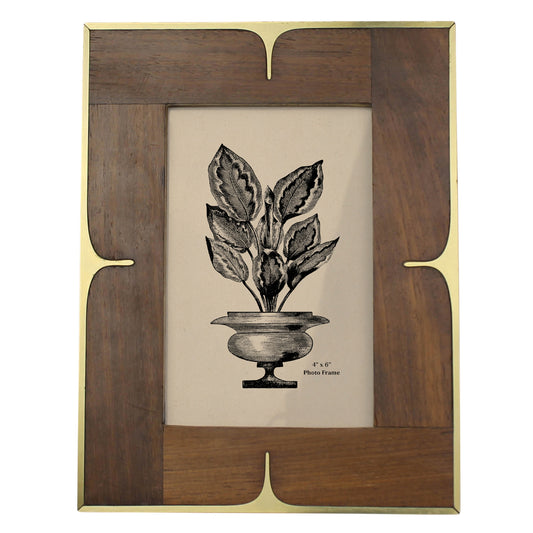 Picture Frame, Wood & Brass 4x6 Set Of 4 By HomArt | Frames | Modishstore