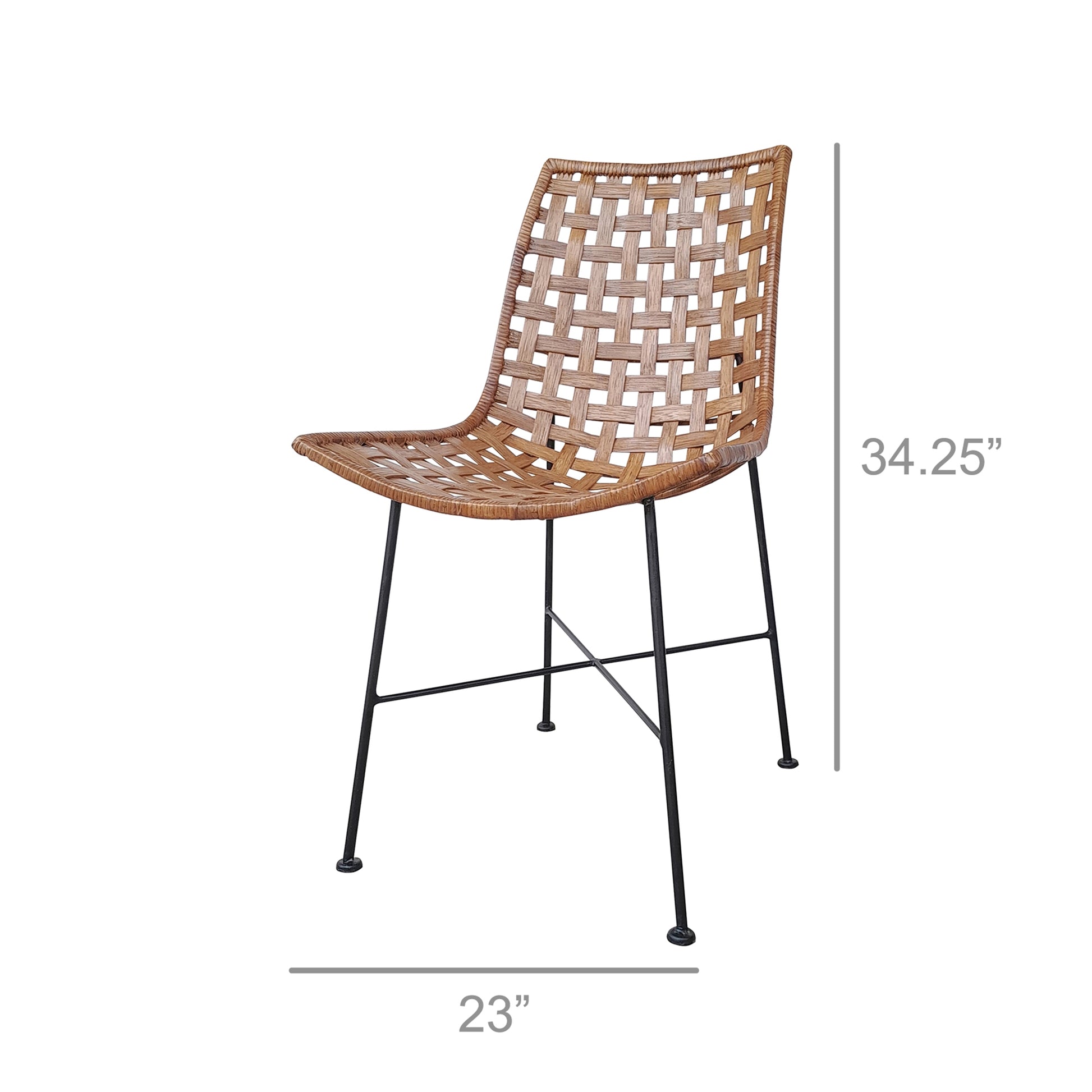 Lido Dining Chair, Iron & Rattan Set Of 4 By HomArt | Dining Chairs | Modishstore - 2